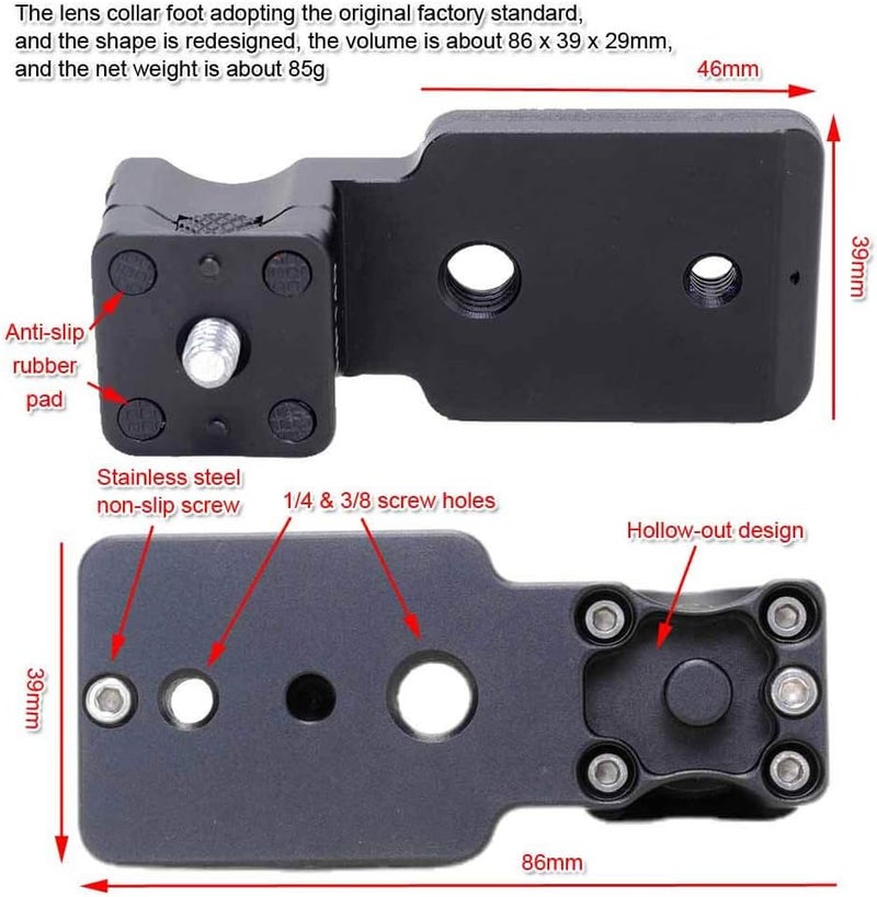 iShoot Lens Collar Replacement Foot Tripod Mount Ring Base Compatible with Panasonic Leica DG Vario-Elmar 100-400mm f/4-6.3 ASPH Power OIS, Lens Support Bracket with Arca Fit Quick Release Plate - Image 3